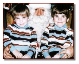 Rod Jr. and Andy on Santa's knee